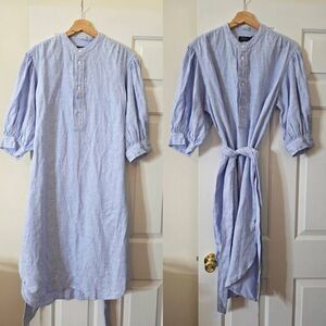 Polo Ralph lauren Striped Linen Midi Shirt Dress 16
